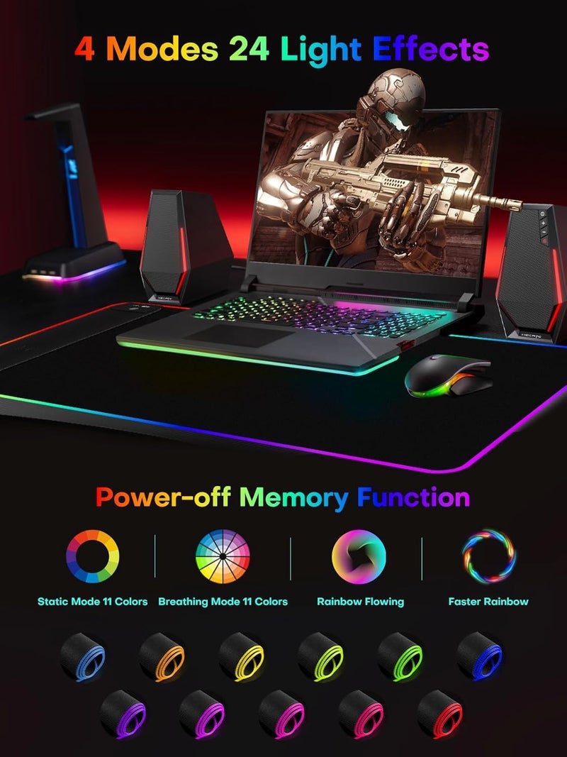 abc.mat 2-in-1 RGB Gaming Mouse Pad with Wireless Charging, 31.5"x15.8" Large, 24 Light Effects, Non-Slip Base, Waterproof Ultra-Smooth Surface, No Adapter - Image 3